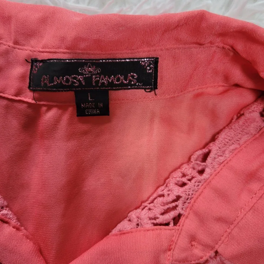 Almost Famous Sleeveless Button Down Blouse Top